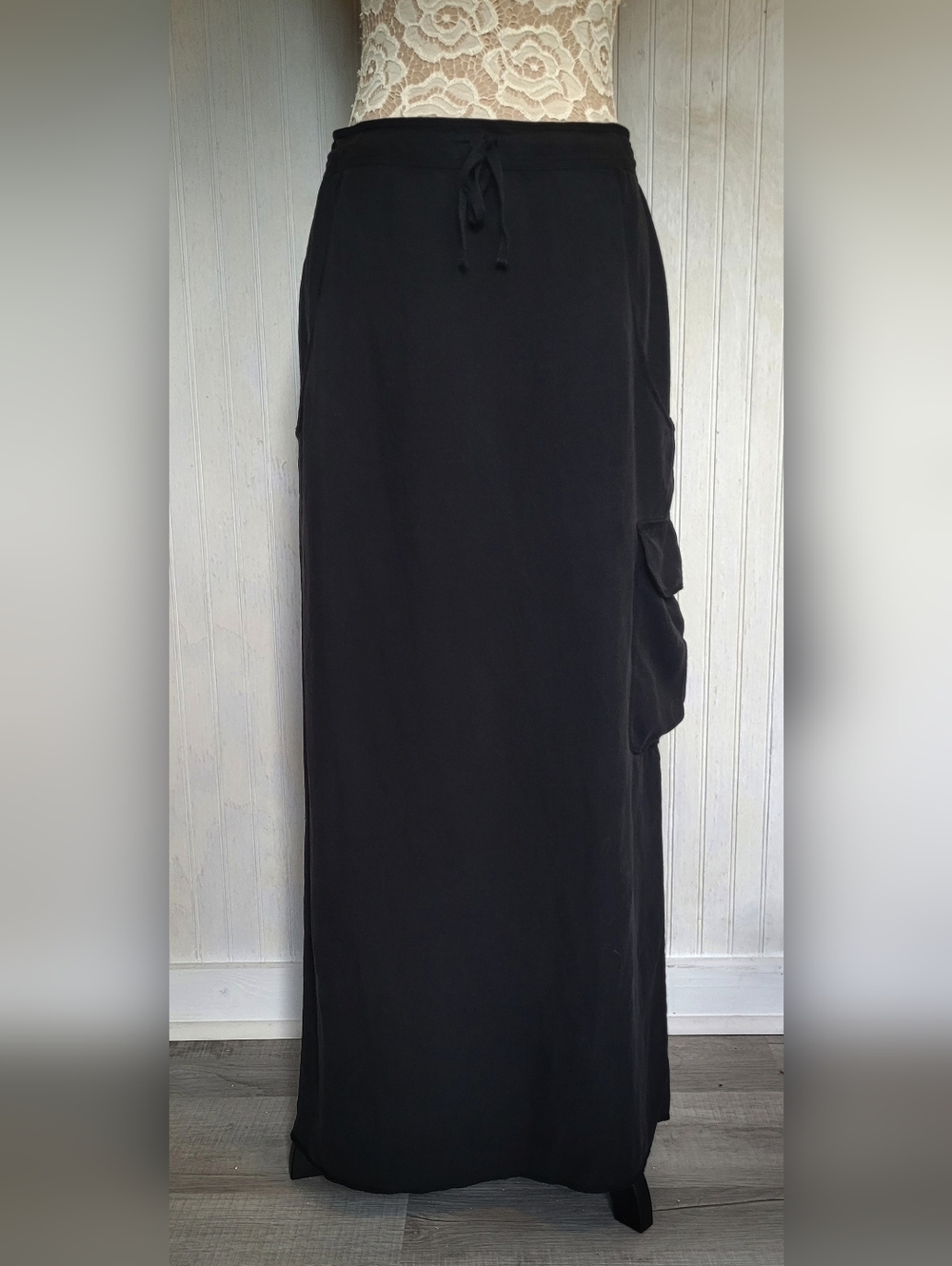 NWT Vintage Fitigues French Kiss Silk Linen Cargo Maxi Skirt Size Medium